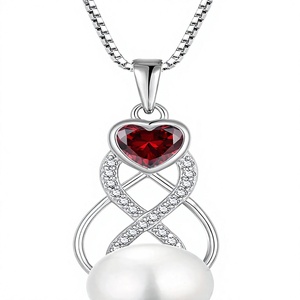 Collar con Colgante de Perla de Agua Dulce en Forma de Corazón con Cadena de Bambú de Plata de Ley 925 para Mujer, Joyería Deportiva con Piedra de Nacimiento, Marca EJARY - Product Image 1