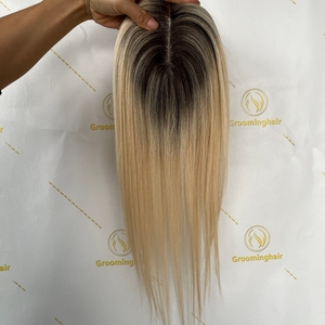 Topper pour femmes populaire, <span class=keywords><strong>cheveux</strong></span> Remy double trame, couleur brune courte, 5*5 Mono Topper avec PU, facile à porter, Topper de <span class=keywords><strong>cheveux</strong></span> Mono - Product Image 5