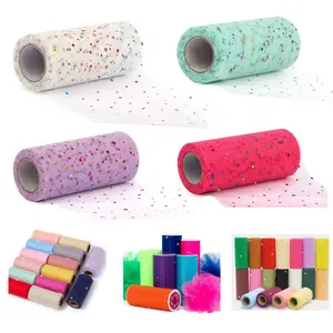 64Colors 15CM width 25 yards length Dots Sequin tulle fabric Roll wedding sequin mesh tulle fabric glitter