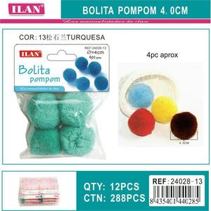 Pompon Iln Bolita 4.0 Cm Turchese per Forniture Artigianali - Product Image 1