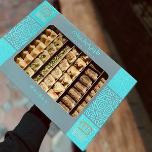 Aangepaste Lege Chocolade Bonbon Dozen Midden-Oostelijke Witte Luxe Kartonnen Geschenkverpakking Diverse Baklava Papier Doos Voor Datum