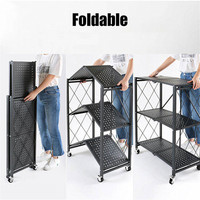 Supports de stockage à roulettes en métal de grande capacité multicouche au sol pliables à plusieurs niveaux pour une utilisation domestique