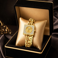 Montre de luxe pour femme à cadran carré entièrement sertie de diamants, Chenlong, étanche, à quartz, avec bracelet en alliage et aiguilles.