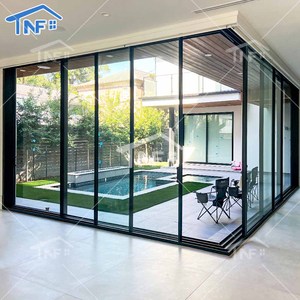 Porte coulissante en aluminium double verre trempé Porte coulissante de haute qualité et économe en énergie <span class=keywords><strong>avec</strong></span> <span class=keywords><strong>moustiquaire</strong></span> - Product Image 4