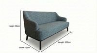 Meubles de hall d'hôtel de luxe modernes, canapé 3 places sur mesure en tissu rembourré, pieds en bois massif noir, garnissage en éponge, salon