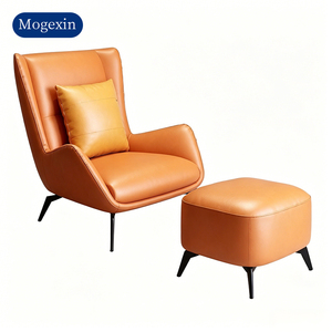 Modern Brown PU Leather Ergonomic Swivel Accent Chair with Metal Base for Living Room Dining Home Office & Hotel Lobby - Product Image 6