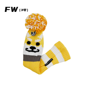 Ensemble de housses de clubs de golf tricotées, motif Shiba Inu jaune, logo personnalisé, pompon, motif écossais - Product Image 3