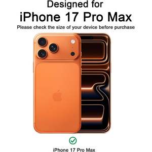 Funda para Teléfono 17 Pro Max con Protector de Pantalla, Compatible, Ligera, Negra Mate - Product Image 3