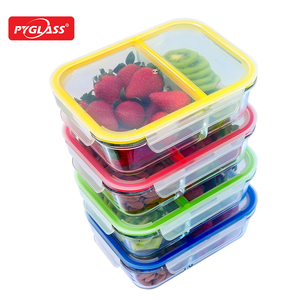 Thủy Tinh Trẻ Em Hộp Ăn Trưa <span class=keywords><strong>2</strong></span> Ngăn Lò Vi Sóng Hộp Đựng Thực Phẩm - Product Image 1