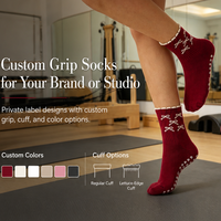 Chaussettes de Pilates personnalisées avec logo, chaussettes de yoga antidérapantes pour femmes, chaussettes de fitness personnalisées pour la salle de sport, chaussettes à grip pour l'intérieur