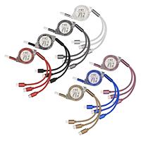 Cable de Carga Rápida Retráctil 3 en 1 con Logotipo Personalizado, 2A, Cobre Puro, 1m, para Teléfono Móvil, Cámara, Auriculares y Computadora
