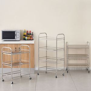 Customizable 3/4/5-Layer Stainless Steel Kitchen <b>Storage</b> Rack Metal Trolley for Household <b>Vegetable</b> and Fruit <b>Basket</b> <b>Storage</b> - Product Image 2