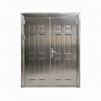 Porte de sécurité contemporaine en acier inoxydable 304, asymétrique, à double battant, avec motif feuille, finition brossée, bien étanche, personnalisable