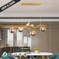 Lustres modernes de luxe en fer avec ampoules LED en verre en forme d'oiseau, longues bandes, pour restaurants, design créatif, à intensité variable