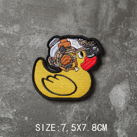 Patch tactique 3D appliqué avec un adorable canard jaune en PVC et tissu non-tissé, décoré de paillettes, fixation auto-agrippante pour chapeau