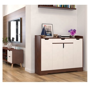 <strong>White</strong> and Oak Veneer 4 Door <strong>Shoe</strong> Cupboard - Hallway or Bedroom <strong>Shoe</strong> <strong>Storage</strong> - Product Image 4