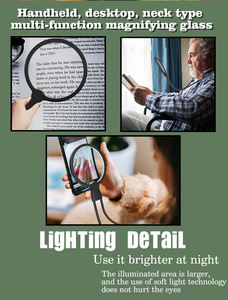 <span class=keywords><strong>Lupa</strong></span> de Pantalla Magnética 3 en 1, de Mano, de Sobremesa y para el Cuello, <span class=keywords><strong>con</strong></span> <span class=keywords><strong>Luz</strong></span> LED de 130mm y Aumento de 1.8X - Product Image 4
