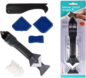 Promoción al por mayor 3 en 1 herramientas de calafateo de silicona raspador de ángulo de pegamento de vidrio para ventana de baño de cocina
