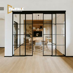 Porte <span class=keywords><strong>coulissante</strong></span> intérieure en aluminium de taille personnalisée-insonorisée à double vitrage pour les appartements - Product Image 1