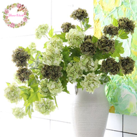 Bunga Hydrangea Latex Sentuhan Asli Warna Vintage Berkualitas Tinggi 3 Kepala Bunga Snowball untuk Dekorasi Pernikahan dan Rumah
