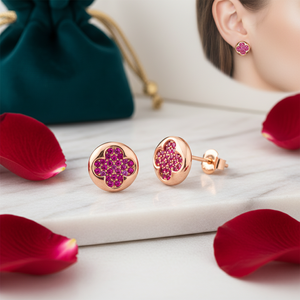 Trébol diseño rubí circón piedra Stud pendientes Turksih venta al por mayor hecho a mano 925 joyería de plata esterlina - Product Image 3