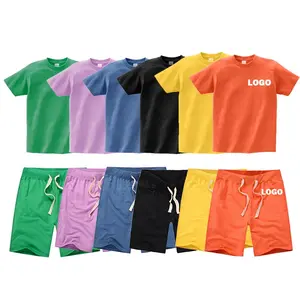 Custom Logo Plain Tee Shirt And Shorts 2 Pieces Tracksuit Short Set, Beach Casual Cotton Men S T Shirt Shorts Set