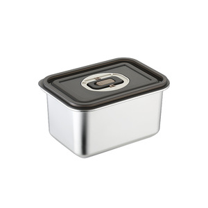 304 Stainless Steel Fresh-Keeping Box Sealed Leak-Proof Outdoor Rectangular Lunch/Fruit Box PP Lid Refrigerator Storage Single - Product Image 3