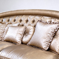 Ensemble de canapés et fauteuils de style baroque européen en bronze et tissu satiné, avec fauteuil trône à dossier haut, pour salon principal, hôtel et salon.
