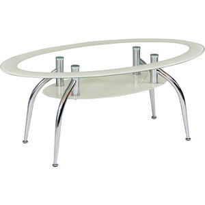 Table basse ovale en acier inoxydable <span class=keywords><strong>de</strong></span> table à thé en verre trempé clair avec avec colonne givrée - Product Image 1