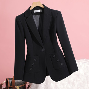 Women's Peacock Blue <b>Blazer</b> Solid Color Polyester Anti-Wrinkle Suit Jacket For Office And Casual Wear - Product Image 3