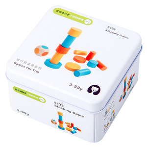 Jeu de société éducatif pour enfants en blocs de construction, en bois, portable, en boîte de voyage carrée, pour puzzle de cubes et échecs - Product Image 3