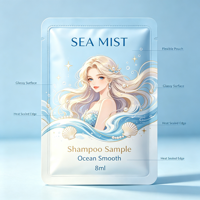 Sachet d'échantillon de shampoing imperméable imprimé sur mesure à trois soudures, en feuille d'aluminium BOPP/AL/PE, pour essais de soins capillaires