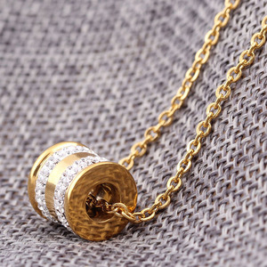Collar de Acero de Titanio con Doble Hilera de Diamantes Dorados, Cadena para Clavícula, Uso Diario, Corte Brillante Redondo, Joyería de Moda - Product Image 4