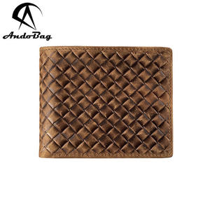 Cartera de hombre de cuero Crazy Horse de moda europea Andong, cartera corta de piel de vacuno de primera capa, carteras tejidas, monedero de cuero genuino para hombre - Product Image 1