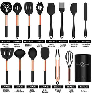 Hifu Luxury Worthbuy utensili da cucina in Silicone versatili antiaderenti set di utensili da cucina in Silicone fantasia con manico in oro rosa - Product Image 3