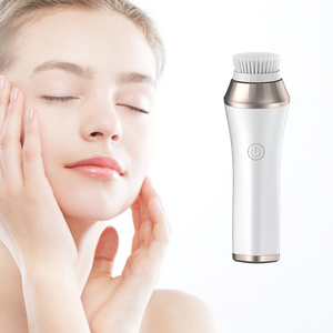 Electric Silicone Facial Cleansing <b>Brush</b> Battery <b>Powered</b> Deep Cleansing Household Use White with Gold Trim - Product Image 1