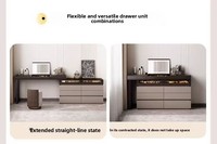 Table de toilette avec miroir, espace de rangement exclusif, résistante à l'usure et durable, en bois massif
