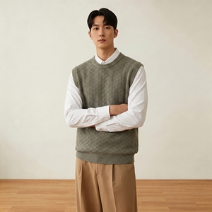 Pull <span class=keywords><strong>en</strong></span> <span class=keywords><strong>laine</strong></span> tricoté sur mesure ODM pour homme, 100 % <span class=keywords><strong>laine</strong></span>, col rond, couleur unie, gilet tricoté épais et chaud pour homme - Product Image 3