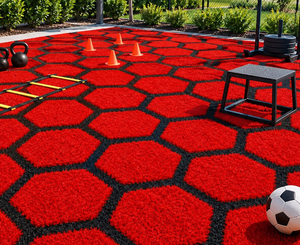 Dalles de gazon artificiel à motif géométrique moderne, tapis de gazon vert pour jardin extérieur - Product Image 4