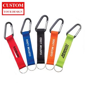Wholesale Promotional Keychains Carabiners Polyester Lanyard Keychain Outdoor Climbing Carabiner Lanyards with logo Custom