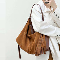 Tas Selempang Kulit Asli Wanita Model Vintage Baru, Tas Tangan Desainer Elegan Kasual, Tahan Air dengan Ritsleting dan Gesper