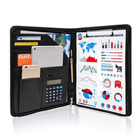 Carpeta de cartera de negocios personalizada de cuero multifuncional Organizador de documentos de escritorio con cremallera