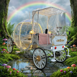 Calèche de Mariage Blanche Électrique Cendrillon avec Chariot à Chevaux Citrouille, Capacité 4-6 Personnes, Matériaux Haute Résistance - Product Image 1