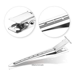 Pince à cheveux bec de canard en métal couleur bonbon, sans pli, volumineuse, pour salon, pour fille, grande taille 9 cm, 9 trous, pour maquillage et cheveux rebelles - Product Image 2