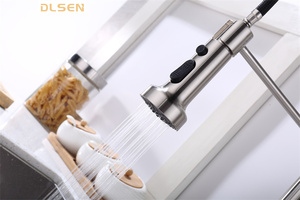 Rubinetto da cucina estraibile contemporaneo in ottone nichel spazzolato con molla, per lavello da cucina, stile rustico/country - Product Image 4