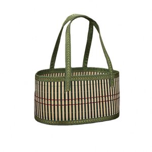 Cesta de Bambú Retro Simple, Cesta Portátil para Frutas, Cesta de Almacenamiento de Regalos Tejida a Mano Plegable - Product Image 1