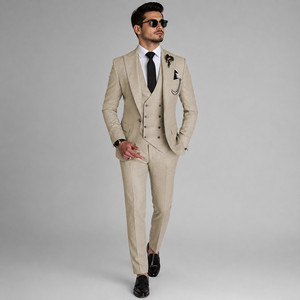 Completo da Uomo 3 Pezzi all'Ingrosso: Giacca, Gilet e Pantaloni Doppiopetto con Risvolto a Revers, Formale da Lavoro, Taglia EU, Personalizzabile OEM - Product Image 3