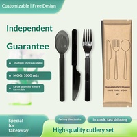 Ensemble de couteaux, fourchettes et cuillères jetables en plastique, emballés individuellement, épaissis pour la vente à emporter, vente en gros, haute qualité pour les restaurants