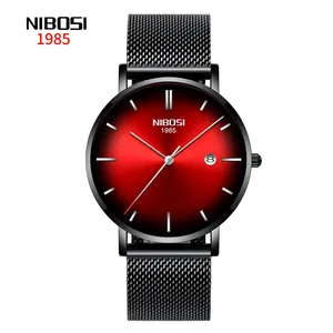 משלוח חינם NIBOSI 2362 שעון גברים פשוט אופנה קוורץ שעון יוקרה Creative עמיד למים מזדמן גברים שעונים Relogio Masculino