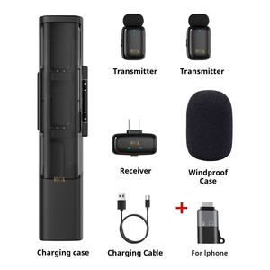 ميكروفون لافالير لاسلكي 2.4 جيجا هرتز للتسجيل في الاستوديو والبودكاست وكاميرات DSLR مع إلغاء الضوضاء بالذكاء الاصطناعي، ميكروفون صغير للمقابلات المرئية - Product Image 6
